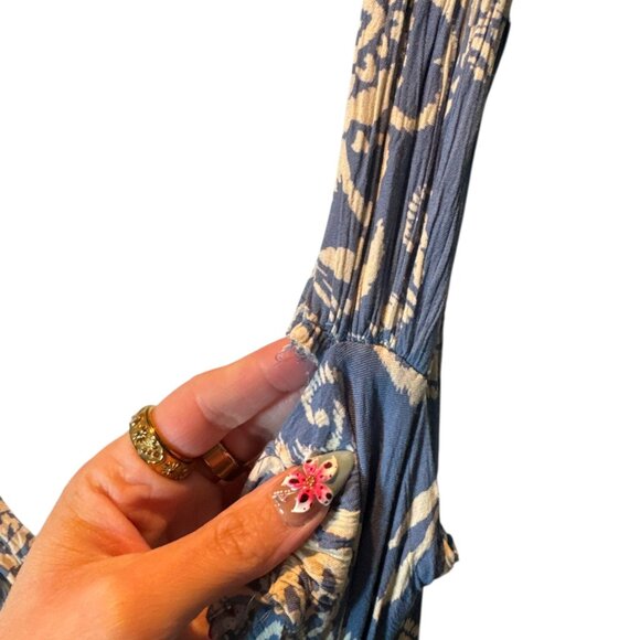 Angie Blue Floral Boho Tie-Front Maxi Dress | Women’s Size Large - Picture 4 of 5